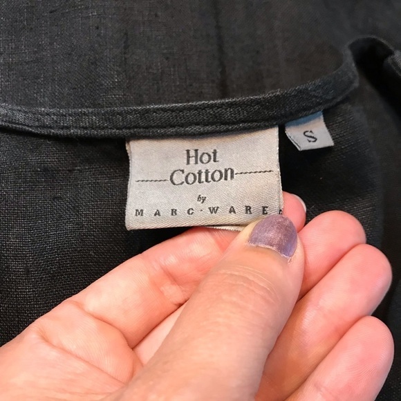 Vintage Linen Shirt Lagenlook Black Linen Small - Picture 6 of 8